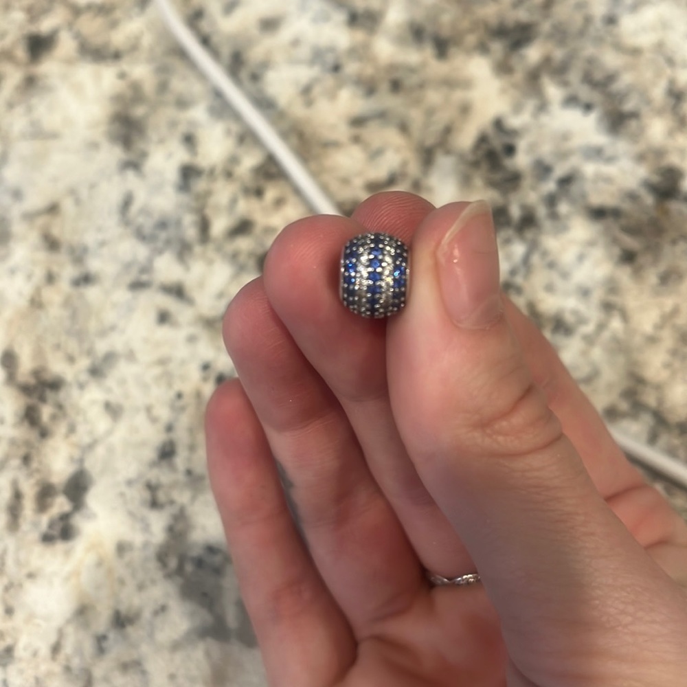 Blue and white striped pandora charm